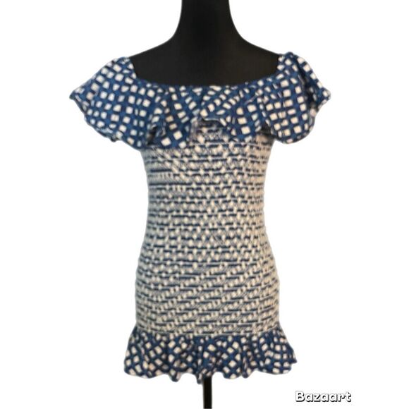 ANTHROPOLOGIE Corey Lynn Calter Off-The-Shoulder Smocked Mini Dress size small p - Picture 4 of 13